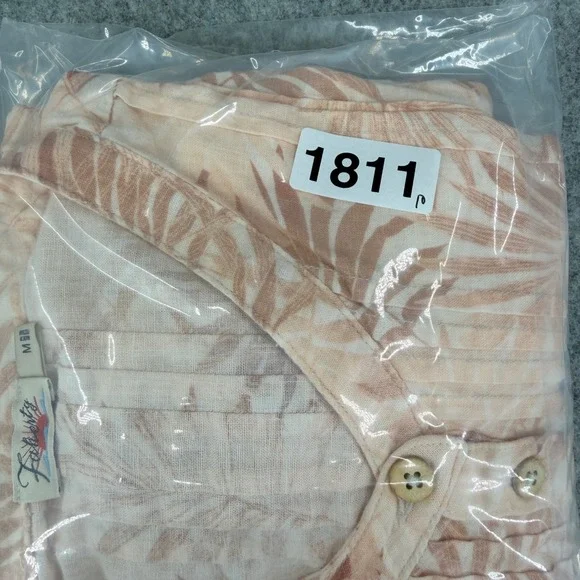 Faherty Gemina Linen Peach‎ Palms Linen Pintuck Sundress Medium Relaxed Pockets - Picture 11 of 11